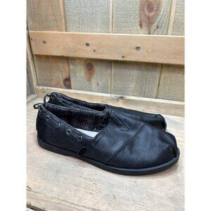 BOBS By Skechers Womens Black Slip-On Shoes Flat Memory Foam Size 8